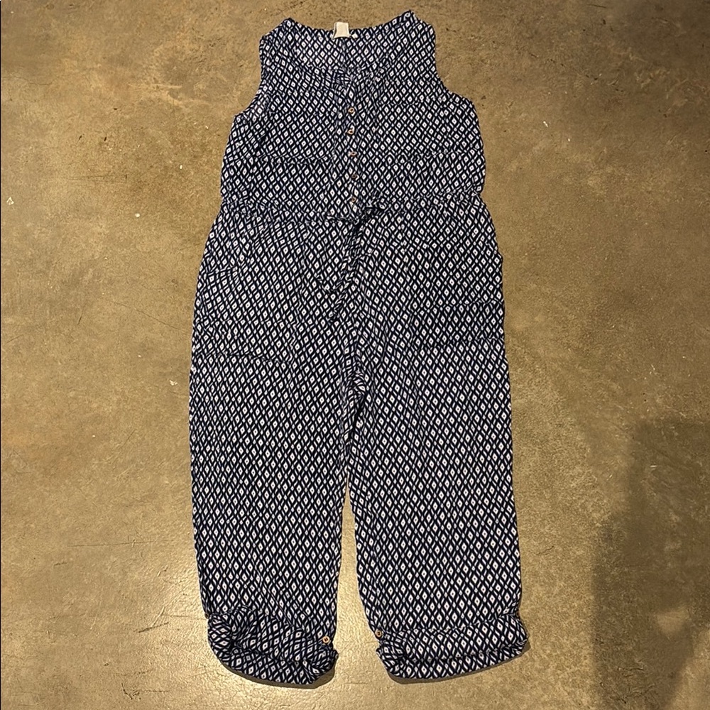 Navy Geometric Print Jumpsuit
